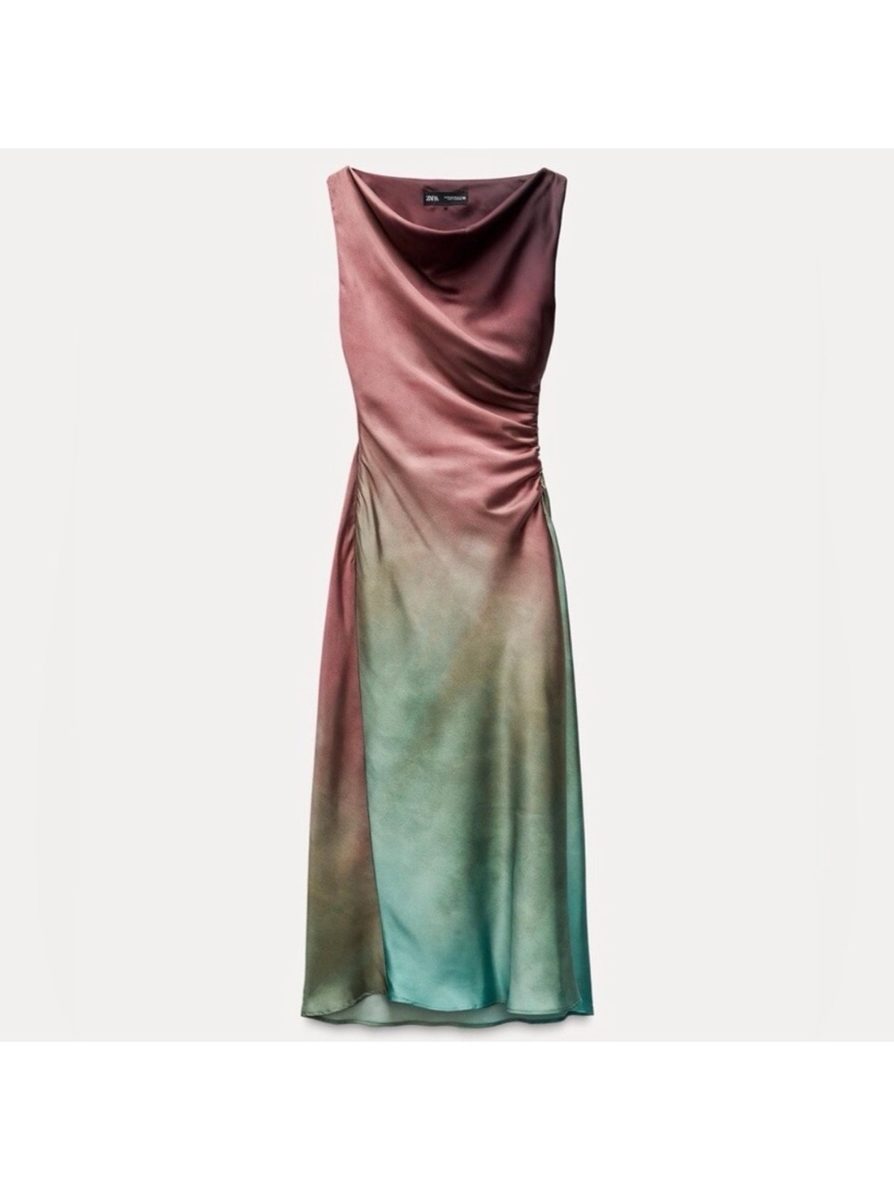Zara Ombre Midi Dress in Rose to Teal